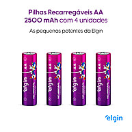 Pilha Recarregável AA Elgin 2500mAh – 4 Unidades - imagem 2