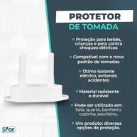 Protetor de Tomada Sfor | Segurança Elétrica para Bebês e Crianças | 50 Unidades Brancas - imagem 5
