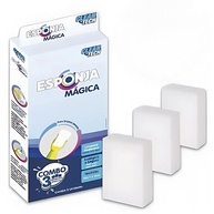 Esponja Mágica para Limpeza Profunda com Água – Combo 3 Unidades 10x7x3cm – Ecológica, Sem Químicos e Super Eficiente - imagem 1