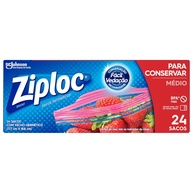 Ziploc Saco Hermético Médio 24 Unidades - Conservação e Organização na Geladeira - imagem 1