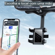 Suporte Celular Carro Giratório 360° Universal para Retrovisor Interno - GPS e Multiuso - imagem 3