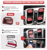 Upgrade Interior Jeep Wrangler JL/Gladiator JT: Capas Botão Vidro Vermelho Fosco (4 Peças) - imagem 3