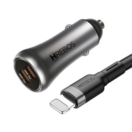 Kit Carregador Veicular Turbo 60W Duplo USB-C + Cabo Lightning para iPhone e iPad - imagem 2