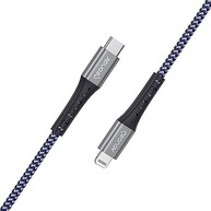 Cabo Geonav Lightning para USB-C MFi Ultra Resistente Kevlar 2M Azul/Cinza LIUC02K - imagem 3