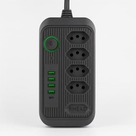 Régua de Energia 2500W: 5 Tomadas, 4 USB + 1 USB-C, Bivolt, Proteção e Cabo Reforçado 1,9m - imagem 2