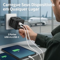 Carregador Universal 30W GaN: 150 Países, 4 Portas (2 USB-A + 2 USB-C), Turbo, Compacto c/ Estojo - imagem 5