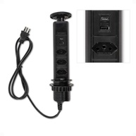 Torre de Tomada Retrátil Bivolt 3 Tomadas 20A com USB-A e USB-C - Elegância e Funcionalidade - imagem 2