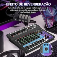 Mesa de Som Teyun A8: Digital 8 Canais com Bluetooth, USB e Reverb Profissional - imagem 3