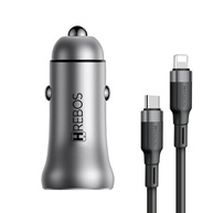 Kit Carregador Veicular Turbo 60W Duplo USB-C + Cabo Lightning para iPhone e iPad - imagem 3