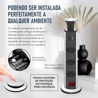 Torre de Tomada Retrátil Embutir: 3 Tomadas + USB-C e USB Padrão (Preto) - Elegância e Praticidade - imagem 3