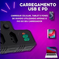 Régua de Energia 3 Tomadas + 3 USB (1 USB-C) - Carga Rápida e Proteção | Branco - imagem 4