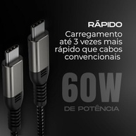 Cabo USB-C 2M Turbo 60W Ultra Rápido: Nylon Trançado, Carregamento e Dados - imagem 4