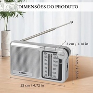 Rádio Portátil AM/FM Recarregável USB-C: Som e Liberdade em Qualquer Lugar! - imagem 4