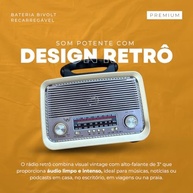 Rádio Retrô 3199 Bluetooth USB SD: Som Clássico com Tecnologia Moderna - imagem 3