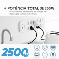 Régua de Energia Inteligente: 10 Tomadas, 5 USB (2 Tipo-C) e Filtro de Linha - Potência 2500W Bivolt - imagem 4