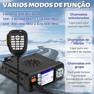 Rádio Comunicador AR-318: Comunicação Dupla U/V VHF/UHF com Tela Grande e Criptografia - imagem 4