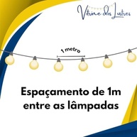 Varal de Luzes 10m Externo com Lâmpadas Amarelo Transparente - Iluminação Decorativa Resistente à Chuva (110V) - imagem 5