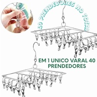 Varal de Aço Inox Suspenso para Roupas Íntimas - 40 Prendedores | Ideal para Apartamentos e Lavanderias - imagem 4