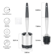 Escova de Vaso Sanitário com Suporte Recarregável - Silicone Antiferrugem e Almofada de Lama Diatomácea - imagem 3