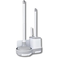 Kit de Limpeza 3 em 1 para Vaso Sanitário com Escova Flexível, Desentupidor e Suporte com Retenção de Água - imagem 2
