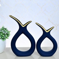 Kit 2 Vasos Decorativos Azuis em Cerâmica para Sala - Estilo Moderno e Sofisticado - imagem 1