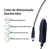 Cabo Starlink Mini Original 1.5m P4 12V Cinzeiro - Conexão Veicular Segura e Estável - imagem 3