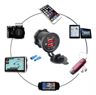 Tomada USB Dupla Turbo 3.1A para Veículos, Motos e Barcos - Carregamento Rápido Vermelha KLX - imagem 3