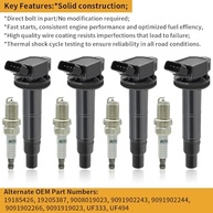 Kit 4 Bobinas de Ignição UF333 + Velas de Irídio 7092 para Toyota Camry, Corolla, Scion e mais (2001-2015) - imagem 3