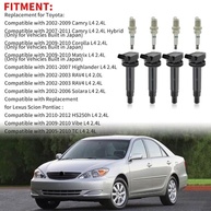 Kit 4 Bobinas de Ignição UF333 + Velas de Irídio 7092 para Toyota Camry, Corolla, Scion e mais (2001-2015) - imagem 4