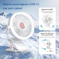 Ventilador de Mesa USB Recarregável com Motor Brushless - 5 Velocidades, 360°, Silencioso e Portátil - imagem 5