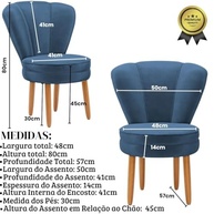Cadeira Poltrona Recepção Veludo Azul MOBLAN - Conforto e Estilo para Ambientes Modernos - imagem 4