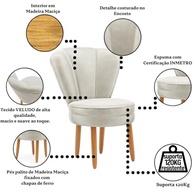 Poltrona Recepção Veludo Bege MOBLAN - Assento Confortável e Design Moderno - imagem 5