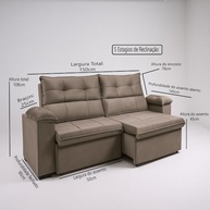Sofá 2 Lugares Reclinável e Retrátil em Veludo Capuccino - Conforto e Estilo para sua Sala - imagem 4
