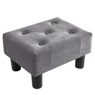Poofzy Banqueta para Pés em Veludo Cinza - Otmoma Confortável com Pernas para Sala e Entrada - imagem 2