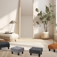 Poofzy Banqueta para Pés em Veludo Cinza - Otmoma Confortável com Pernas para Sala e Entrada - imagem 3