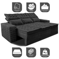 Sofá 3 Lugares Retrátil e Reclinável Inbox Senses 2,00m Velusoft Preto - Conforto e Estilo para sua Sala - imagem 4