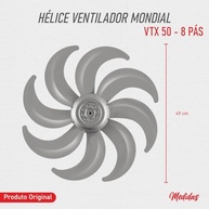 Hélice para Ventilador 8 Pás 50cm Prata Original Mondial VTX-50-8P - Peça de Reposição de Alta Qualidade - imagem 3