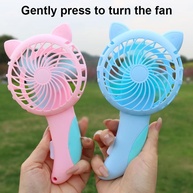 Ventilador de prensa manual, mini ventilador fofo portátil de plástico para festa de acampamento de viagem, resfriamento portátil, presente ideal, sem bateria, azul - imagem 4