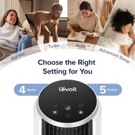 Ventilador de Torre Levoit 36" com Controle Remoto, 5 Velocidades, Modos Noturno e Turbo, Oscilação 90°, Silencioso 28dB - imagem 5