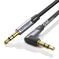 Cabo Auxiliar P2 90° VENTION 5m: Som HIFI Estéreo de Alta Qualidade para Celular, Notebook e Caixa de Som - imagem 1