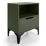 Mesa de Cabeceira com Gaveta Telescópica e Design Industrial Moderno - Verde com Pé Preto - imagem 2