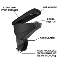Apoio de Braço Premium para Renault Kwid: Conforto e Estilo em Courvin Preto com Costura Vermelha - imagem 4