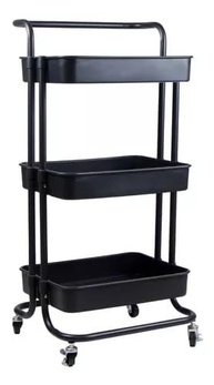 Carrinho Organizador Multiuso 3 Prateleiras Conthey com Rodinhas - Estante Versátil em Preto para Cozinha, Escritório e Banheiro - imagem 5