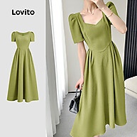 Vestido Plissado Simples e Elegante Lovito L132ED526 - imagem 1