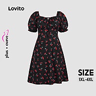 Vestido Plus Size Ditsy Floral com Mangas Bufantes - imagem 1