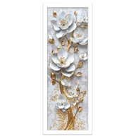 Kit 2 Quadros 18x45 cm com Moldura e Vidro - Árvore Dourada com Flor (Branco) - Decoração Elegante e Sustentável - imagem 5