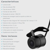 Câmera de Ré/Frontal Borboleta Faaftech 180° HD 1280x720px Lente Vidro Linhas Guia FT-CAM-BT - imagem 4