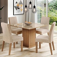 Conjunto Sala de Jantar Madesa Evelin - Mesa com Tampo de Vidro e 4 Cadeiras Modernas - imagem 2