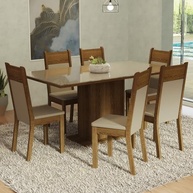 Conjunto de Jantar com Mesa de Vidro e 6 Cadeiras - Design Moderno e Conforto para sua Sala - imagem 2