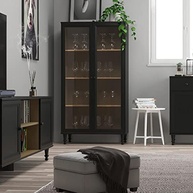 Cristaleira Estante para Livros Ditália 2 Portas em Vidro Preto - Design Moderno e Resistente - imagem 3